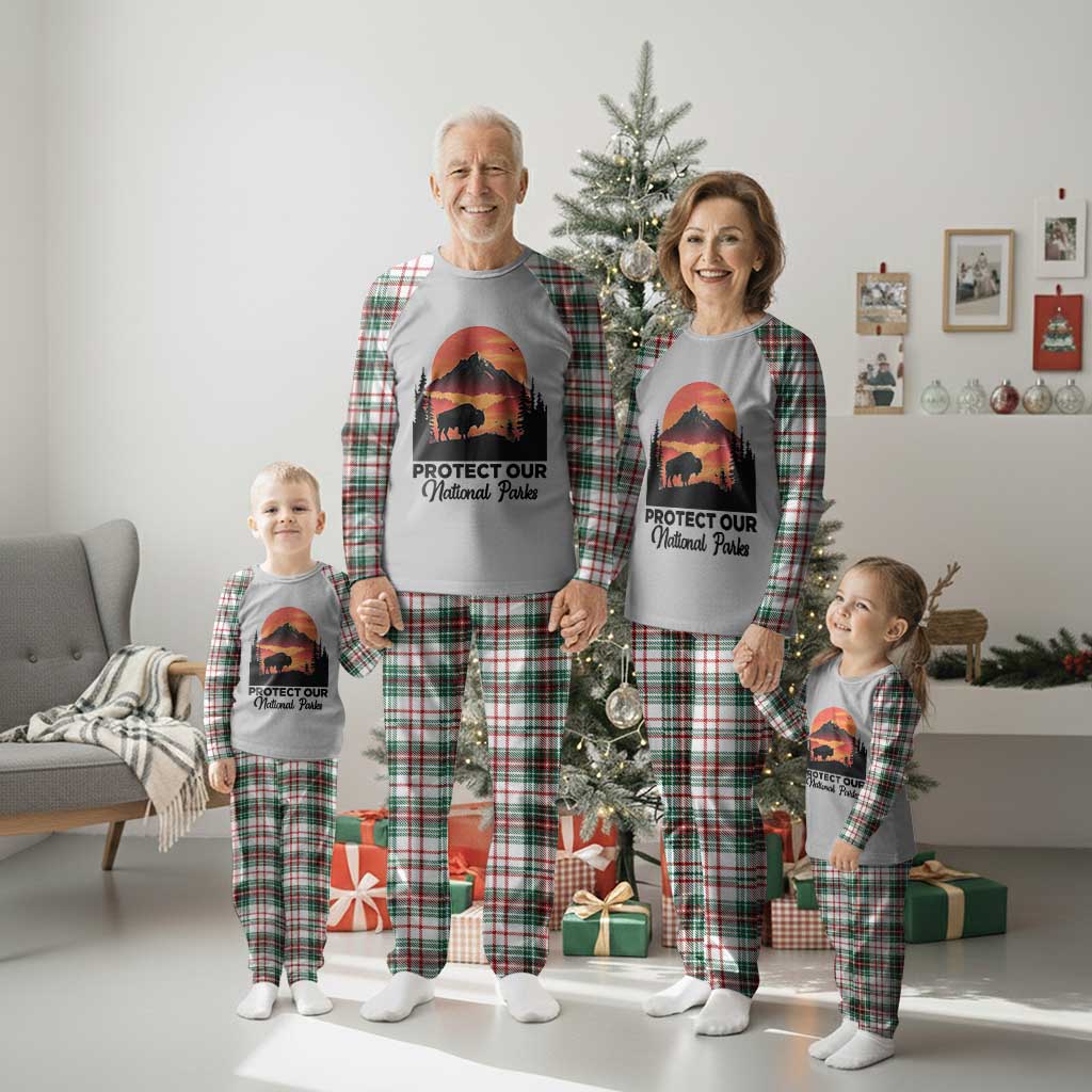Protect Our National Parks Plaid Pajama Set Bison Buffalo Vintage Graphic TS02 Christmas Plaid Print Your Wear