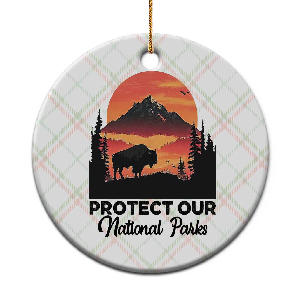 Protect Our National Parks Ceramic Ornament Bison Buffalo Vintage Graphic TS02 1pc Christmas Plaid Print Your Wear