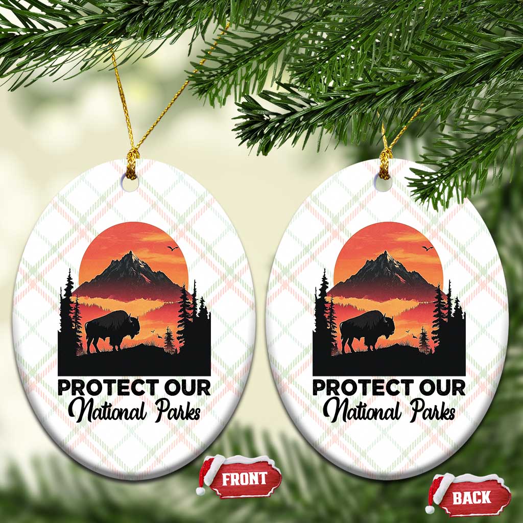 Protect Our National Parks Ceramic Ornament Bison Buffalo Vintage Graphic TS02 Print Your Wear
