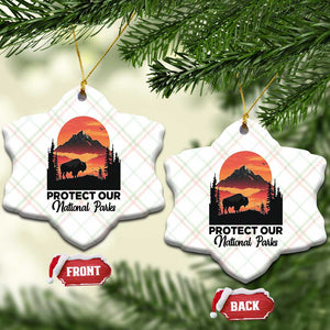 Protect Our National Parks Ceramic Ornament Bison Buffalo Vintage Graphic TS02 Print Your Wear
