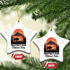 Protect Our National Parks Ceramic Ornament Bison Buffalo Vintage Graphic TS02 Print Your Wear
