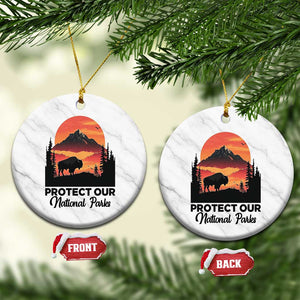 Protect Our National Parks Ceramic Ornament Bison Buffalo Vintage Graphic TS02 1pc White Marble Print Your Wear