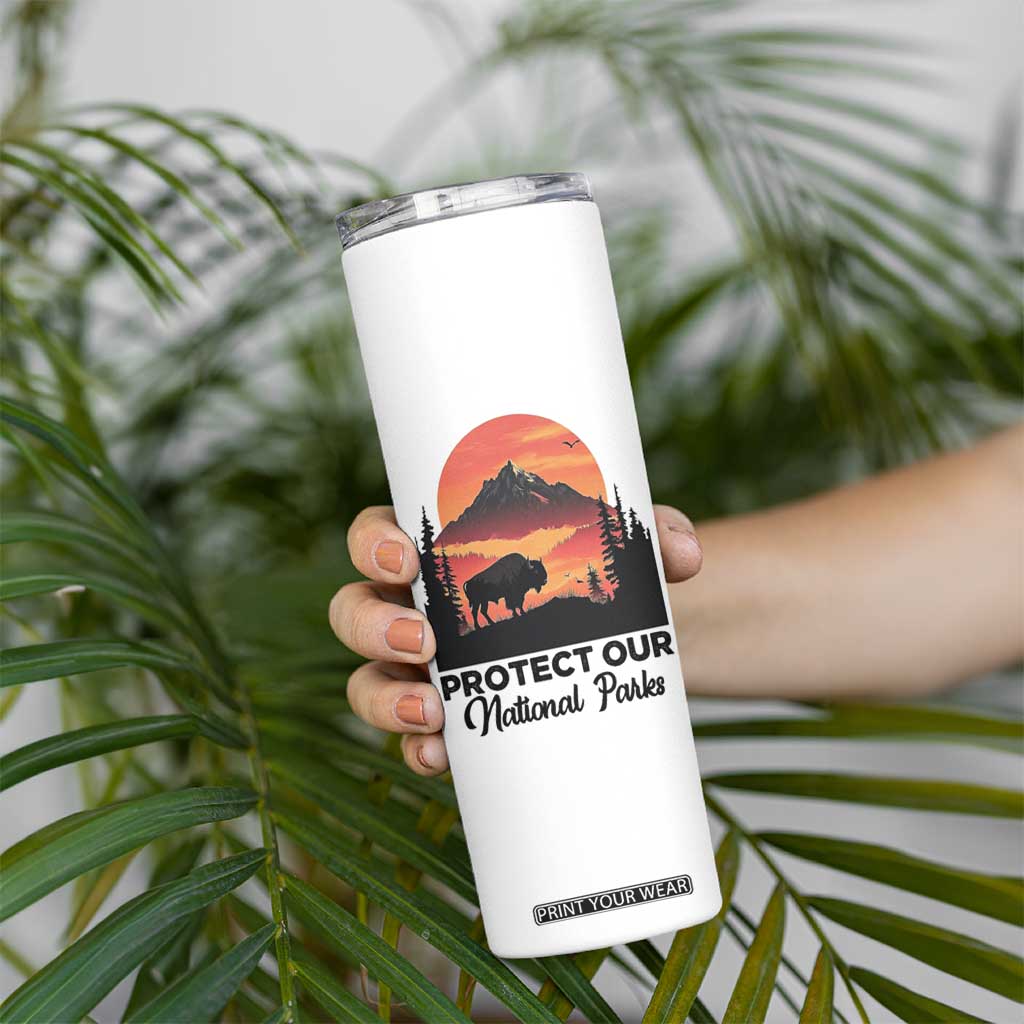 Protect Our National Parks Skinny Tumbler Bison Buffalo Vintage Graphic TS02 Print Your Wear