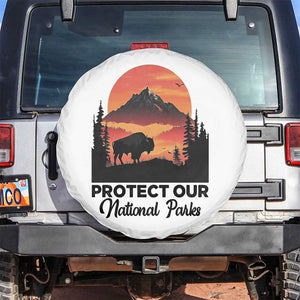 Protect Our National Parks Spare Tire Cover Bison Buffalo Vintage Graphic TS02 No hole White Print Your Wear