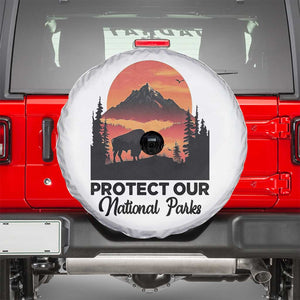 Protect Our National Parks Spare Tire Cover Bison Buffalo Vintage Graphic TS02 White Print Your Wear