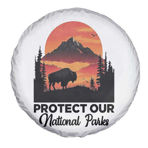 Protect Our National Parks Spare Tire Cover Bison Buffalo Vintage Graphic TS02 Print Your Wear