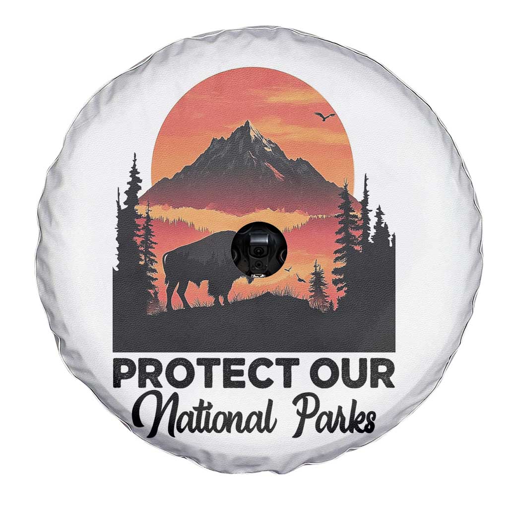 Protect Our National Parks Spare Tire Cover Bison Buffalo Vintage Graphic TS02 Print Your Wear