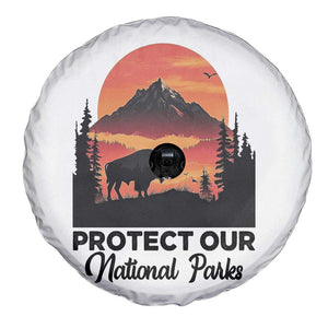 Protect Our National Parks Spare Tire Cover Bison Buffalo Vintage Graphic TS02 Print Your Wear