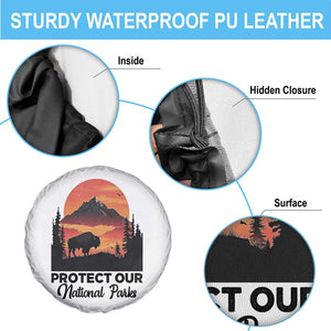Protect Our National Parks Spare Tire Cover Bison Buffalo Vintage Graphic TS02 Print Your Wear