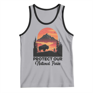 Protect Our National Parks Tank Top Bison Buffalo Vintage Graphic TS02 Athletic Heather Black Print Your Wear