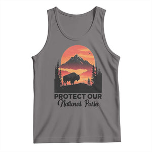 Protect Our National Parks Tank Top Bison Buffalo Vintage Graphic TS02 Deep Heather Print Your Wear