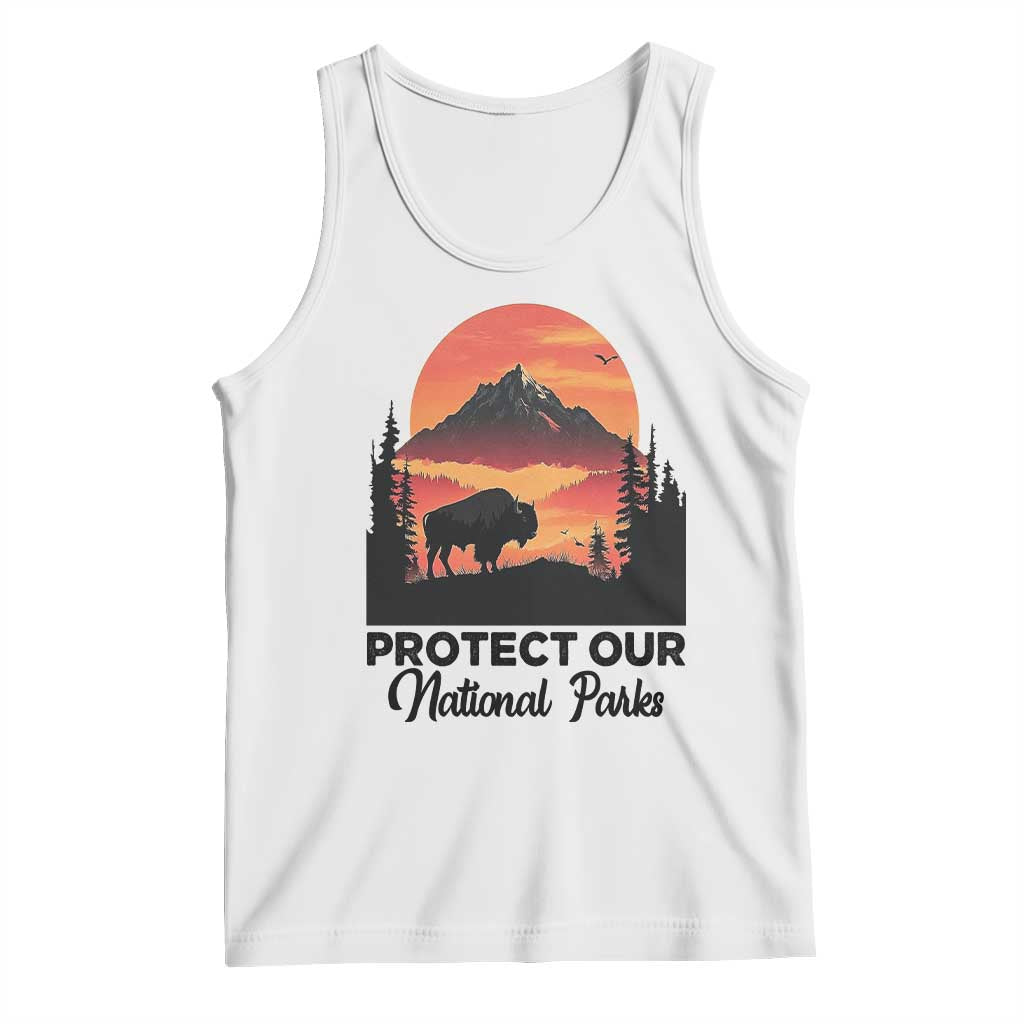 Protect Our National Parks Tank Top Bison Buffalo Vintage Graphic TS02 White Print Your Wear