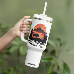 Protect Our National Parks Tumbler With Handle Bison Buffalo Vintage Graphic TS02 Print Your Wear