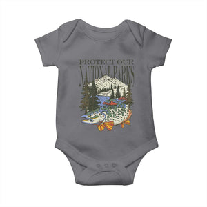 Protect Our National Parks Baby Onesie Wildlife Fishing Outdoor Adventure Retro TS02 Charcoal Print Your Wear