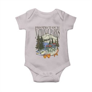 Protect Our National Parks Baby Onesie Wildlife Fishing Outdoor Adventure Retro TS02 Ice Gray Print Your Wear