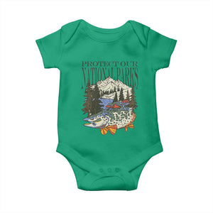 Protect Our National Parks Baby Onesie Wildlife Fishing Outdoor Adventure Retro TS02 Irish Green Print Your Wear