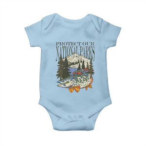 Protect Our National Parks Baby Onesie Wildlife Fishing Outdoor Adventure Retro TS02 Light Blue Print Your Wear