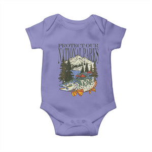 Protect Our National Parks Baby Onesie Wildlife Fishing Outdoor Adventure Retro TS02 Violet Print Your Wear