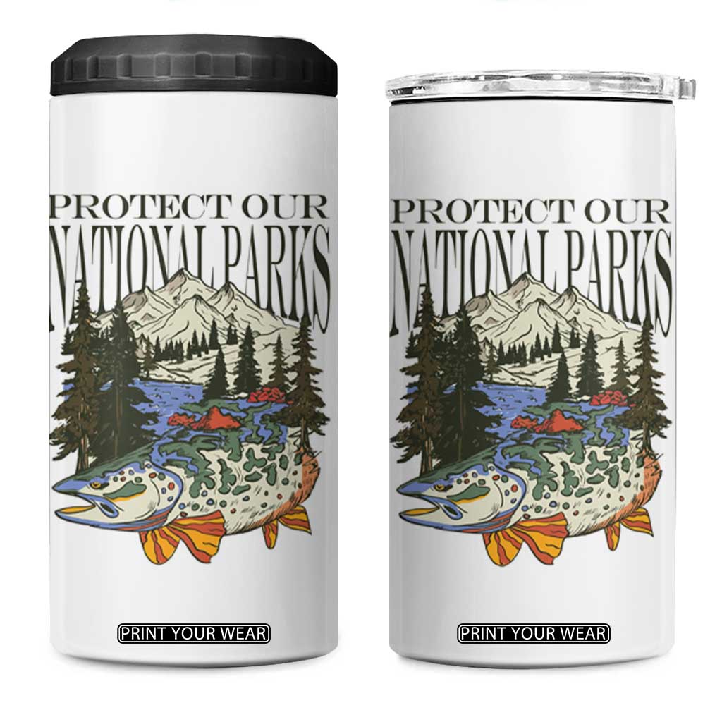 Protect Our National Parks 4 in 1 Can Cooler Tumbler Wildlife Fishing Outdoor Adventure Retro TS02 One Size: 16 oz White Print Your Wear