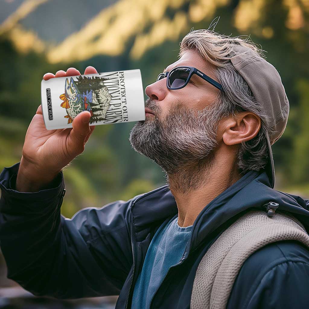 Protect Our National Parks 4 in 1 Can Cooler Tumbler Wildlife Fishing Outdoor Adventure Retro TS02 Print Your Wear