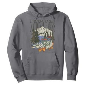 Protect Our National Parks Hoodie Wildlife Fishing Outdoor Adventure Retro TS02 Charcoal Print Your Wear