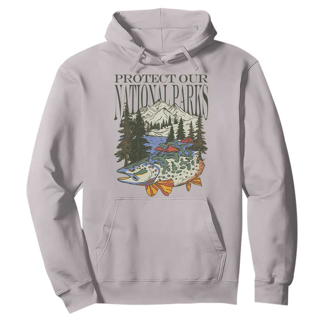 Protect Our National Parks Hoodie Wildlife Fishing Outdoor Adventure Retro TS02 Ice Gray Print Your Wear