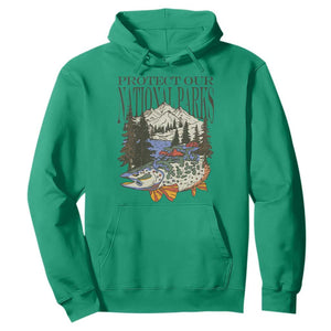 Protect Our National Parks Hoodie Wildlife Fishing Outdoor Adventure Retro TS02 Irish Green Print Your Wear