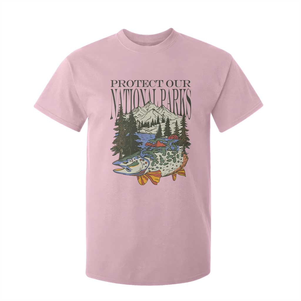 Protect Our National Parks T Shirt For Kid Wildlife Fishing Outdoor Adventure Retro TS02 Light Pink Print Your Wear