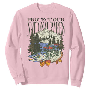Protect Our National Parks Sweatshirt Wildlife Fishing Outdoor Adventure Retro TS02 Light Pink Print Your Wear