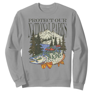 Protect Our National Parks Sweatshirt Wildlife Fishing Outdoor Adventure Retro TS02 Sport Gray Print Your Wear