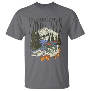 Protect Our National Parks T Shirt Wildlife Fishing Outdoor Adventure Retro TS02 Charcoal Print Your Wear