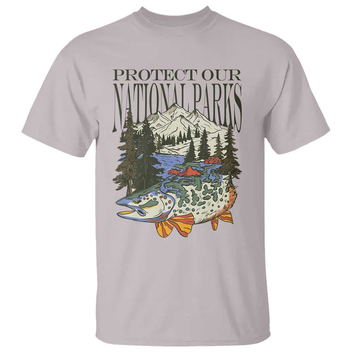 Protect Our National Parks T Shirt Wildlife Fishing Outdoor Adventure Retro TS02 Ice Gray Print Your Wear