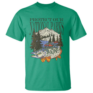Protect Our National Parks T Shirt Wildlife Fishing Outdoor Adventure Retro TS02 Irish Green Print Your Wear