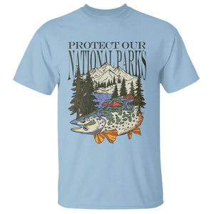 Protect Our National Parks T Shirt Wildlife Fishing Outdoor Adventure Retro TS02 Light Blue Print Your Wear
