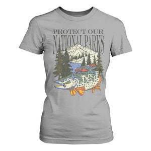 Protect Our National Parks T Shirt For Women Wildlife Fishing Outdoor Adventure Retro TS02 Sport Gray Print Your Wear