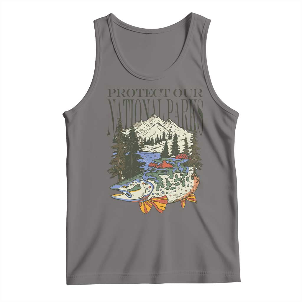 Protect Our National Parks Tank Top Wildlife Fishing Outdoor Adventure Retro TS02 Deep Heather Print Your Wear