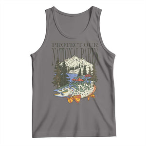 Protect Our National Parks Tank Top Wildlife Fishing Outdoor Adventure Retro TS02 Deep Heather Print Your Wear