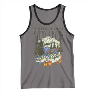 Protect Our National Parks Tank Top Wildlife Fishing Outdoor Adventure Retro TS02 Deep Heather Black Print Your Wear