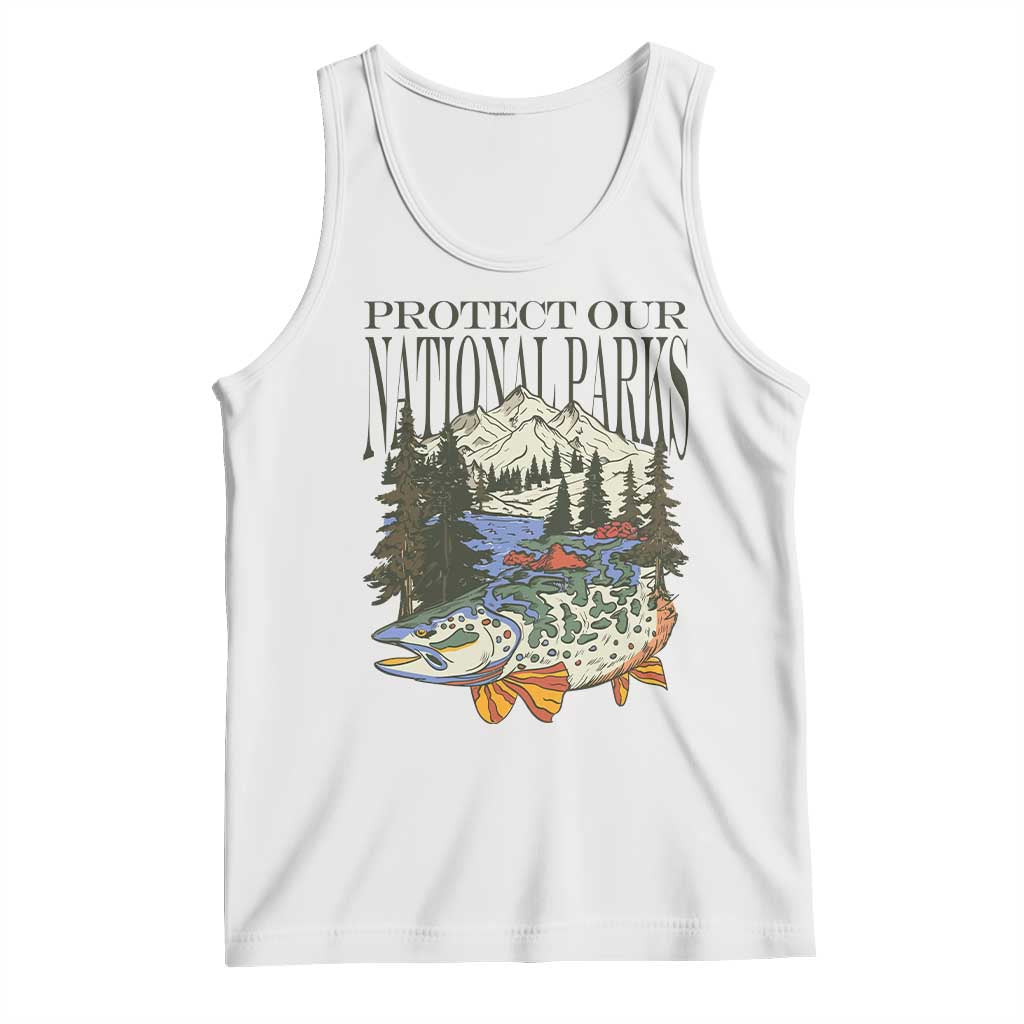 Protect Our National Parks Tank Top Wildlife Fishing Outdoor Adventure Retro TS02 White Print Your Wear