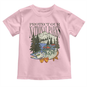 Protect Our National Parks Toddler T Shirt Wildlife Fishing Outdoor Adventure Retro TS02 Light Pink Print Your Wear