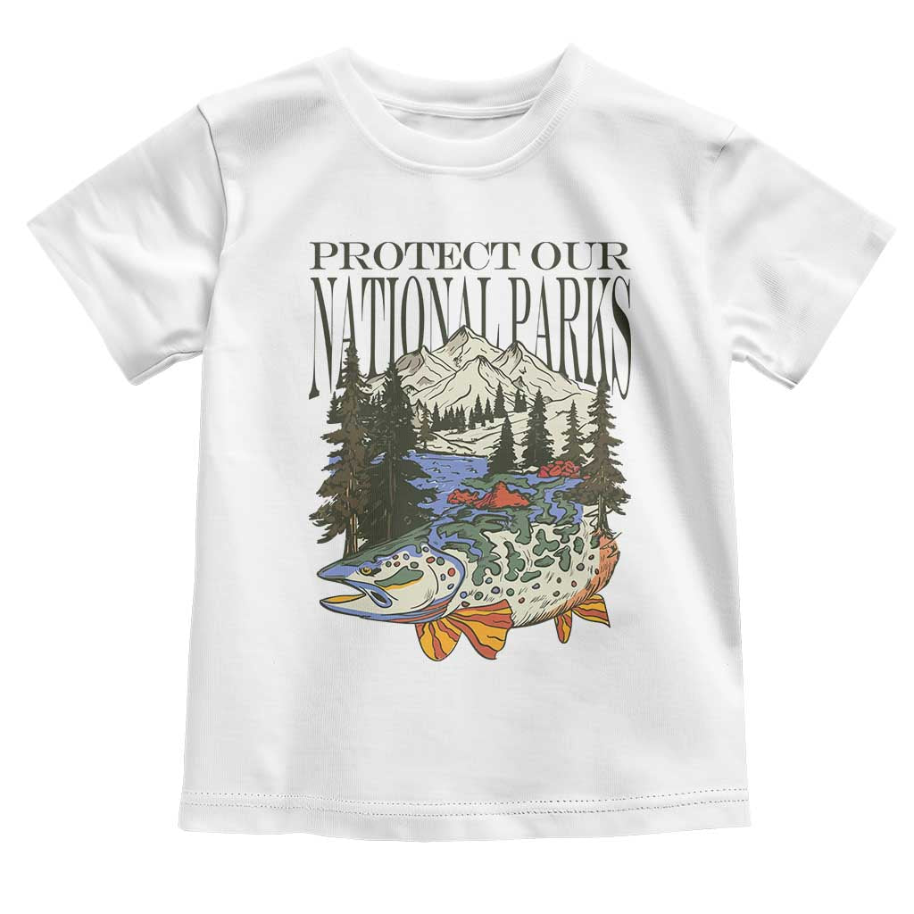 Protect Our National Parks Toddler T Shirt Wildlife Fishing Outdoor Adventure Retro TS02 White Print Your Wear