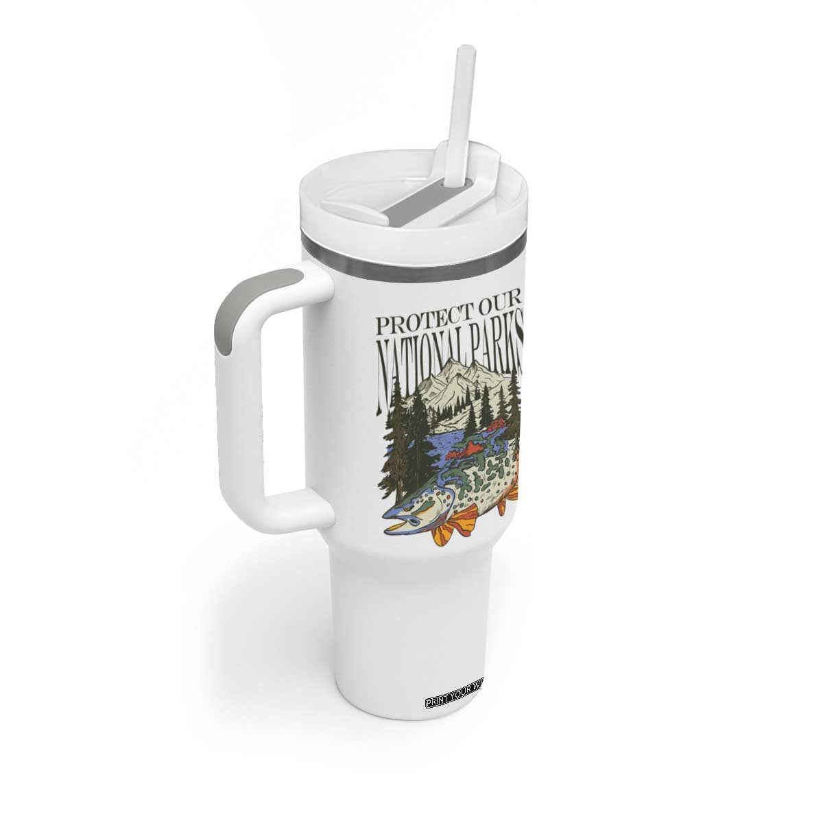 Protect Our National Parks Tumbler With Handle Wildlife Fishing Outdoor Adventure Retro TS02 Print Your Wear