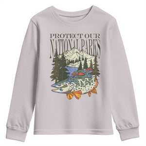 Protect Our National Parks Youth Sweatshirt Wildlife Fishing Outdoor Adventure Retro TS02 Ice Gray Print Your Wear