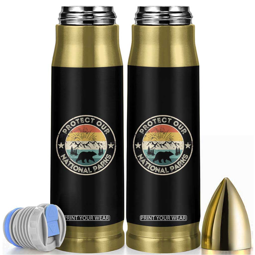 Protect Our National Parks Bullet Tumbler Bear Wildlife Retro Mountain Graphic TS02 Black Print Your Wear