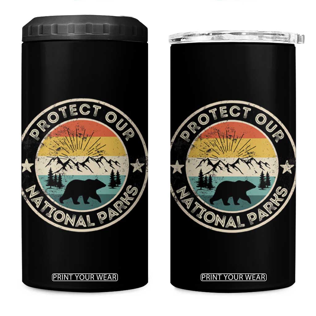 Protect Our National Parks 4 in 1 Can Cooler Tumbler Bear Wildlife Retro Mountain Graphic TS02 One Size: 16 oz Black Print Your Wear