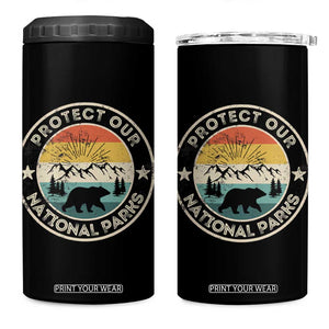 Protect Our National Parks 4 in 1 Can Cooler Tumbler Bear Wildlife Retro Mountain Graphic TS02 One Size: 16 oz Black Print Your Wear