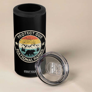 Protect Our National Parks 4 in 1 Can Cooler Tumbler Bear Wildlife Retro Mountain Graphic TS02 Print Your Wear