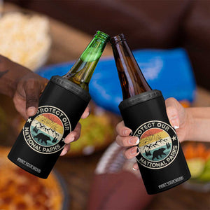 Protect Our National Parks 4 in 1 Can Cooler Tumbler Bear Wildlife Retro Mountain Graphic TS02 Print Your Wear