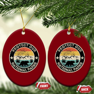Protect Our National Parks Ceramic Ornament Bear Wildlife Retro Mountain Graphic TS02 Print Your Wear