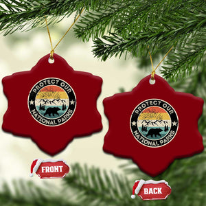Protect Our National Parks Ceramic Ornament Bear Wildlife Retro Mountain Graphic TS02 Print Your Wear